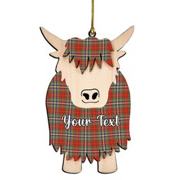 ScotsTee Shop Scottish Chattan Chief Ancient Couple Tartan Highland Cow Ornament Acrylic