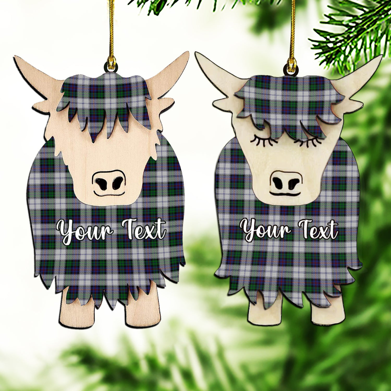 ScotsTee Shop Scottish Campbell of Cawdor Dress Couple Tartan Highland Cow Ornament Acrylic
