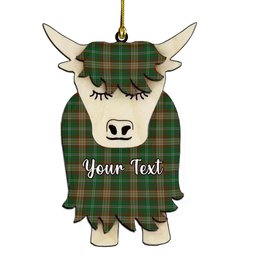 ScotsTee Shop Scottish Corcoran of Sherbrooke Couple Tartan Highland Cow Ornament Acrylic