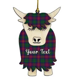 ScotsTee Shop Scottish Cairns of Finavon Couple Tartan Highland Cow Ornament Acrylic