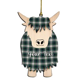 ScotsTee Shop Scottish Campbell Dress Modern Couple Tartan Highland Cow Ornament Acrylic
