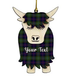 ScotsTee Shop Scottish Clark of Ulva Couple Tartan Highland Cow Ornament Acrylic
