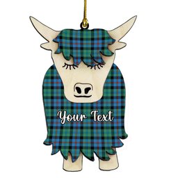 ScotsTee Shop Scottish Campbel of Cawdor Ancient Couple Tartan Highland Cow Ornament Acrylic