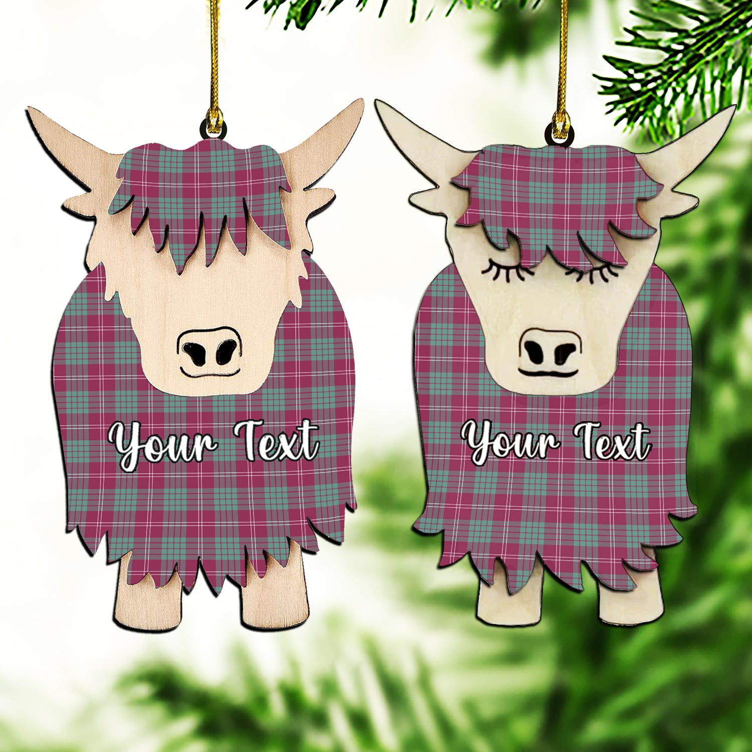 ScotsTee Shop Scottish Crawford Ancient Couple Tartan Highland Cow Ornament Acrylic