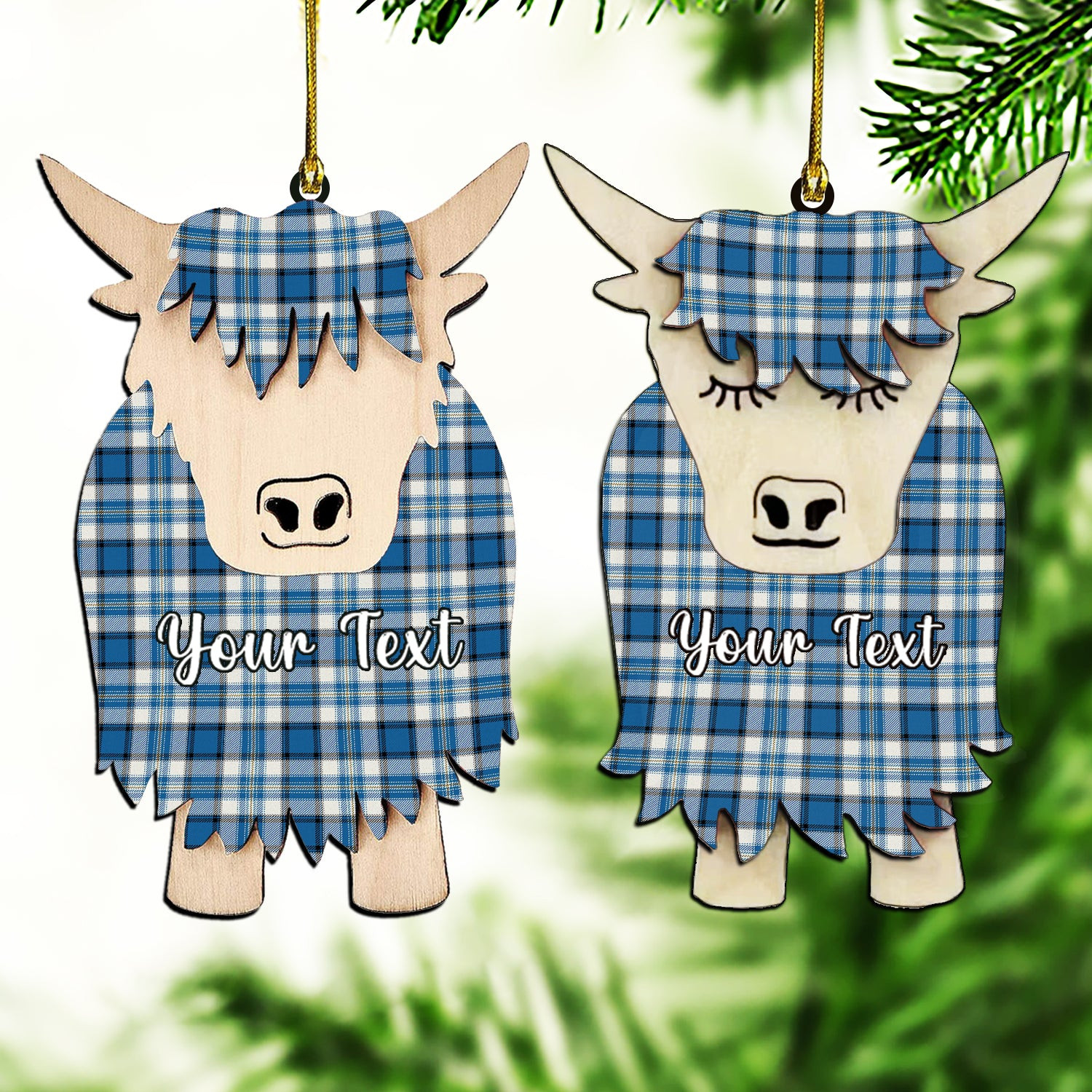 ScotsTee Shop Scottish Craig Paisley Ancient Couple Tartan Highland Cow Ornament Acrylic