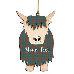 ScotsTee Shop Scottish Cameron Hunting Ancient Couple Tartan Highland Cow Ornament Acrylic