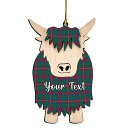 ScotsTee Shop Scottish Cairns of Finavon Ancient Couple Tartan Highland Cow Ornament Acrylic