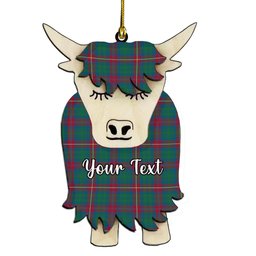 ScotsTee Shop Scottish Cairns of Finavon Ancient Couple Tartan Highland Cow Ornament Acrylic