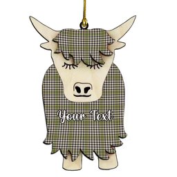 ScotsTee Shop Scottish Burns Check Couple Tartan Highland Cow Ornament Acrylic