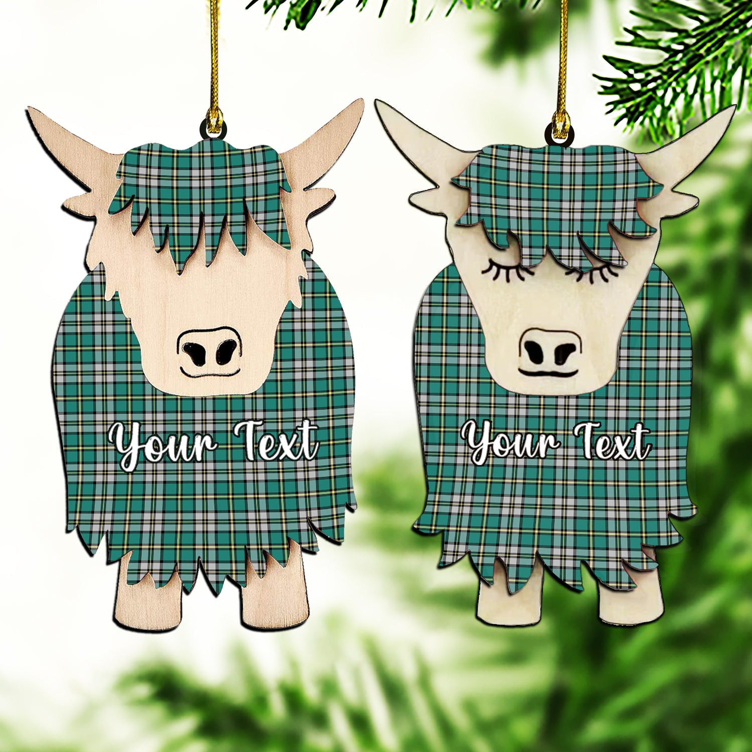 ScotsTee Shop Scottish Cape Breton Canada Couple Tartan Highland Cow Ornament Acrylic