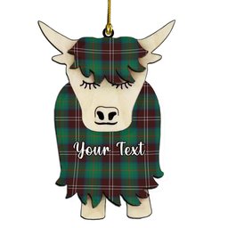 ScotsTee Shop Scottish Chisholm Hunting Ancient Couple Tartan Highland Cow Ornament Acrylic