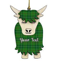 ScotsTee Shop Scottish Clephane Couple Tartan Highland Cow Ornament Acrylic
