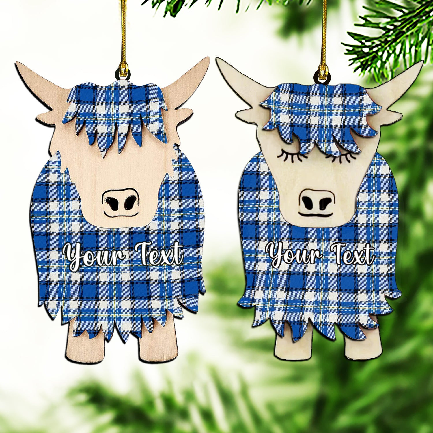 ScotsTee Shop Scottish Craig Paisley Modern Couple Tartan Highland Cow Ornament Acrylic