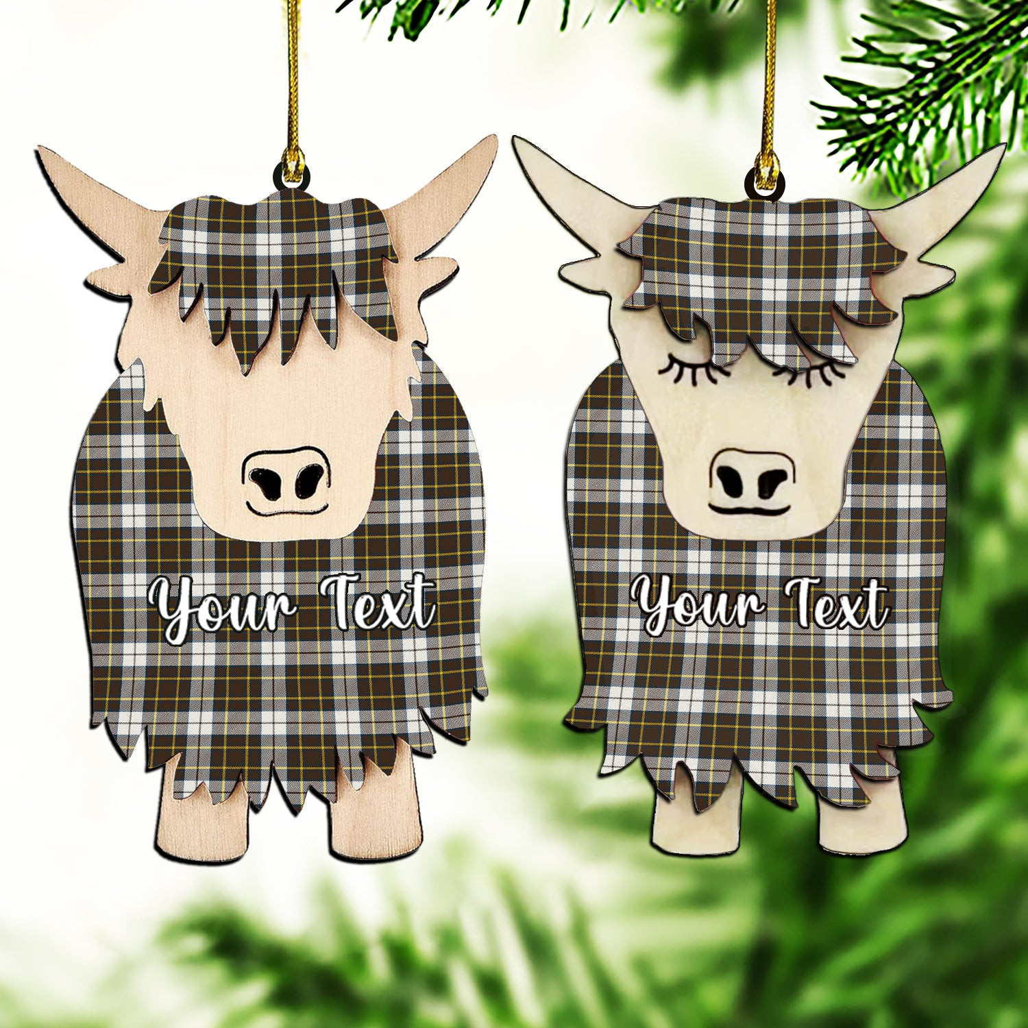 ScotsTee Shop Scottish Burns Battalion Weathered Couple Tartan Highland Cow Ornament Acrylic