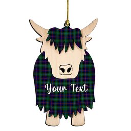 ScotsTee Shop Scottish Calder Modern Couple Tartan Highland Cow Ornament Acrylic