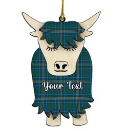 ScotsTee Shop Scottish Burns of California Modern Couple Tartan Highland Cow Ornament Acrylic