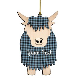 ScotsTee Shop Scottish Clark Ancient Couple Tartan Highland Cow Ornament Acrylic