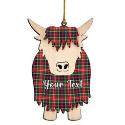 ScotsTee Shop Scottish Christie Modern Couple Tartan Highland Cow Ornament Acrylic
