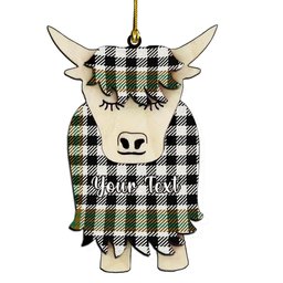 ScotsTee Shop Scottish Burns Check Ancient Couple Tartan Highland Cow Ornament Acrylic