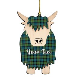 ScotsTee Shop Scottish Colquhoun Ancient Clan Couple Tartan Highland Cow Ornament Acrylic