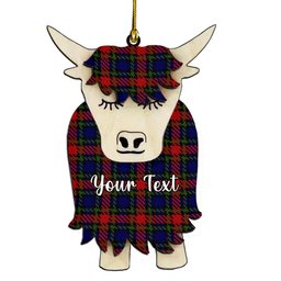 ScotsTee Shop Scottish Clark Red Couple Tartan Highland Cow Ornament Acrylic