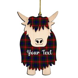 ScotsTee Shop Scottish Clarke Red Couple Tartan Highland Cow Ornament Acrylic