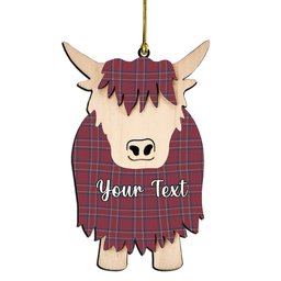 ScotsTee Shop Scottish Burnett Hunting Modern Couple Tartan Highland Cow Ornament Acrylic