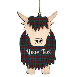 ScotsTee Shop Scottish Christie, Keith & Family Couple Tartan Highland Cow Ornament Acrylic