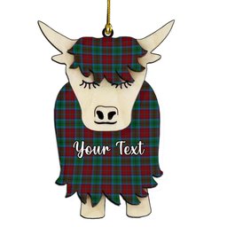 ScotsTee Shop Scottish Christie, Keith & Family Couple Tartan Highland Cow Ornament Acrylic
