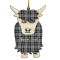ScotsTee Shop Scottish Drummond Grey Ancient Couple Tartan Highland Cow Ornament Acrylic