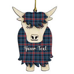 ScotsTee Shop Scottish Gandy of Myrton Couple Tartan Highland Cow Ornament Acrylic