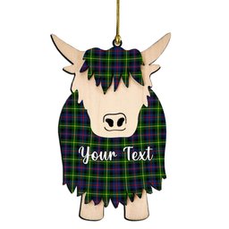 ScotsTee Shop Scottish Farquharson Modern Couple Tartan Highland Cow Ornament Acrylic