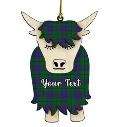 ScotsTee Shop Scottish Davidson Half Couple Tartan Highland Cow Ornament Acrylic