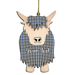 ScotsTee Shop Scottish Gladstanes Modern Couple Tartan Highland Cow Ornament Acrylic