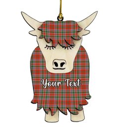 ScotsTee Shop Scottish Donald of Lochmaddy Ancient Couple Tartan Highland Cow Ornament Acrylic