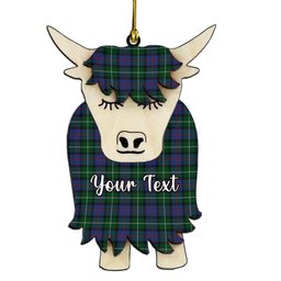 ScotsTee Shop Scottish Davidson of Tulloch 2 Couple Tartan Highland Cow Ornament Acrylic