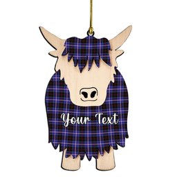 ScotsTee Shop Scottish Dunlop Modern Couple Tartan Highland Cow Ornament Acrylic
