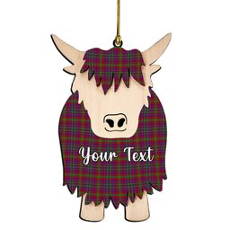 ScotsTee Shop Scottish Fiddes Corrected Couple Tartan Highland Cow Ornament Acrylic