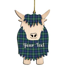 ScotsTee Shop Scottish Davidson of Tulloch SC Couple Tartan Highland Cow Ornament Acrylic