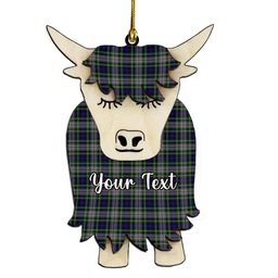 ScotsTee Shop Scottish Davidson of Tulloch Dress Couple Tartan Highland Cow Ornament Acrylic