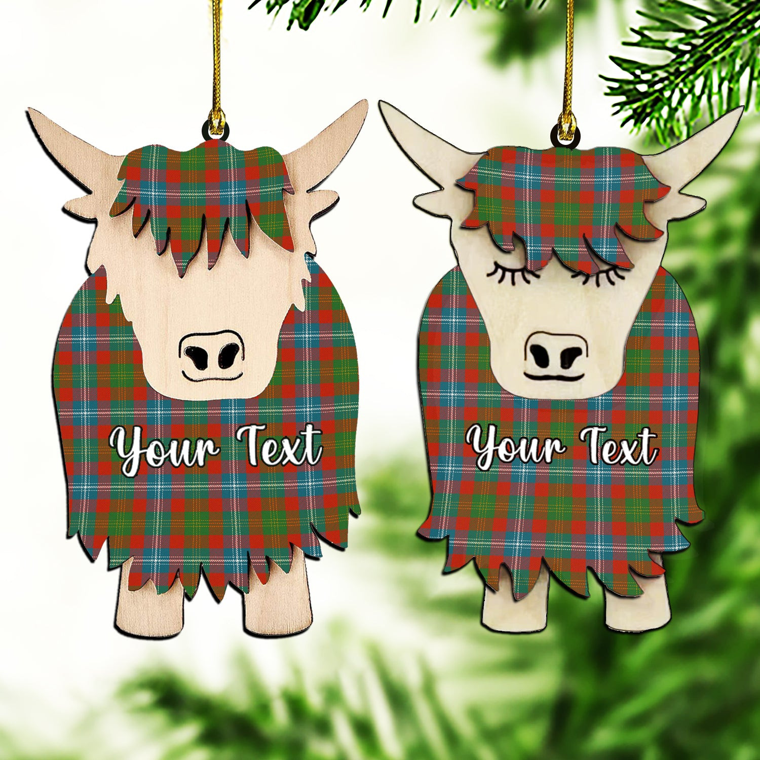 ScotsTee Shop Scottish Forrester Ancient Couple Tartan Highland Cow Ornament Acrylic