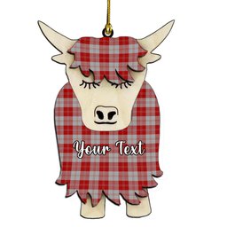 ScotsTee Shop Scottish Erskine Red Couple Tartan Highland Cow Ornament Acrylic