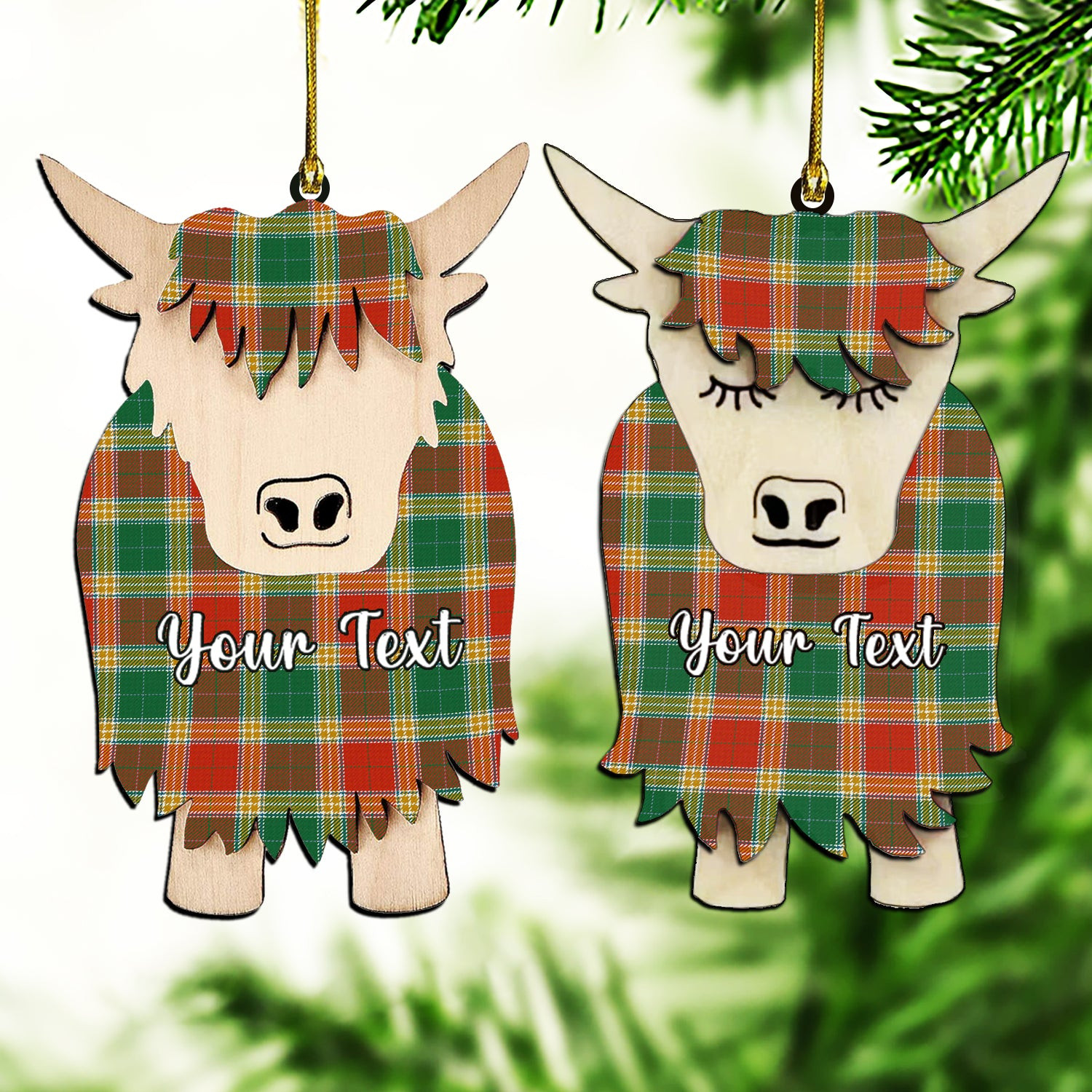 ScotsTee Shop Scottish Gibbs Ancient Couple Tartan Highland Cow Ornament Acrylic