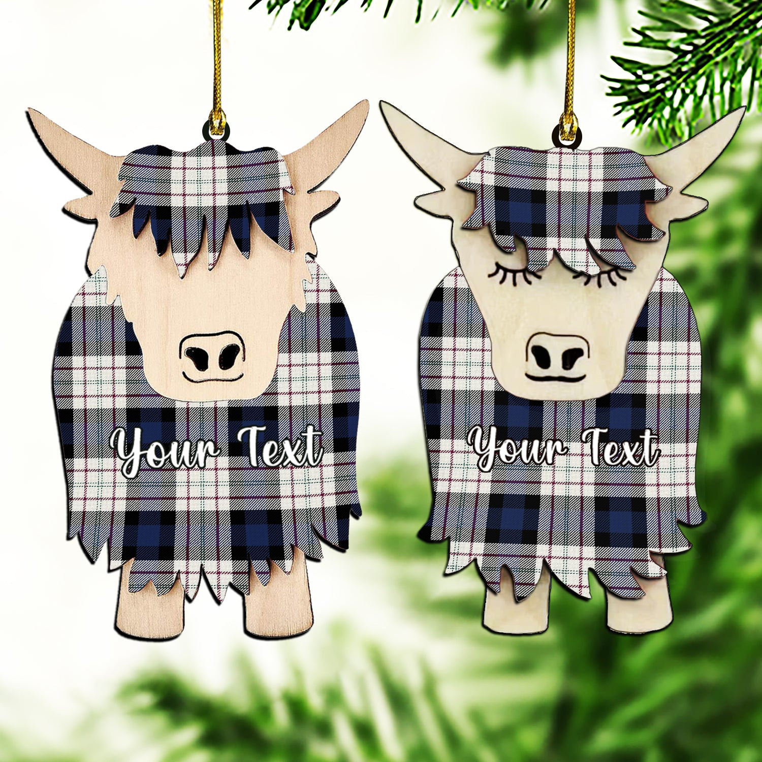 ScotsTee Shop Scottish Fergusson Dress Couple Tartan Highland Cow Ornament Acrylic