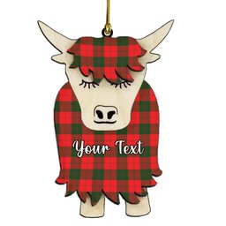 ScotsTee Shop Scottish Erskine Modern Couple Tartan Highland Cow Ornament Acrylic