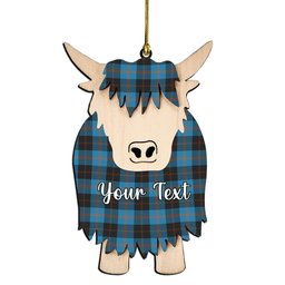 ScotsTee Shop Scottish Gardyne Couple Tartan Highland Cow Ornament Acrylic