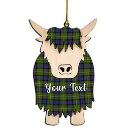 ScotsTee Shop Scottish Fergusson Modern Couple Tartan Highland Cow Ornament Acrylic