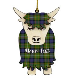 ScotsTee Shop Scottish Fergusson Modern Couple Tartan Highland Cow Ornament Acrylic
