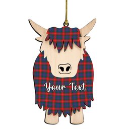 ScotsTee Shop Scottish Fraser of Lovat Modern Couple Tartan Highland Cow Ornament Acrylic