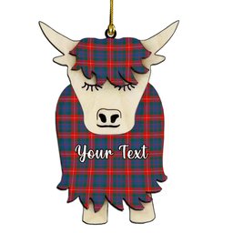 ScotsTee Shop Scottish Fraser of Lovat Modern Couple Tartan Highland Cow Ornament Acrylic